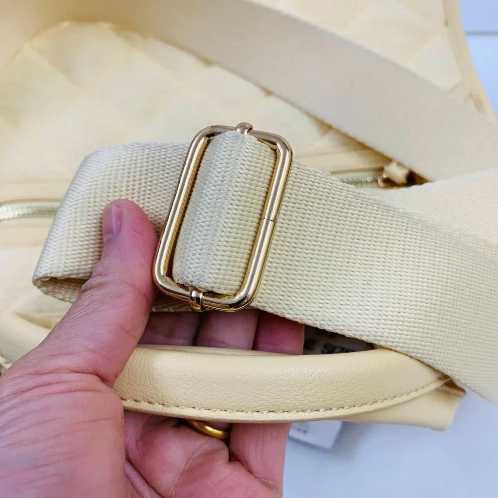 INC Soft Quilted Caitlinn Terry Tote Satchel Crossbody Bag in Butter Yellow